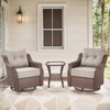 POCASSY Outdoor Swivel Patio Chairs Set with 6-Inch Thick Cushions, All Weather Brown Wicker Patio Furniture Set Outdoor Bistro Set for Porch - 3 of 4