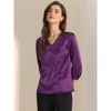 INSPIRE CHIC Women's V Neck 3/4 Sleeve Casual Office Work Satin Blouses - 2 of 4