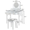 VYNXARIA Space-Saving Compact Makeup Vanity Table with Reversible Mirror - Complete Dressing Table Set with Stool,Perfect for Small Spaces,White - 2 of 4