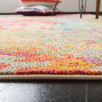 Ivory and Multicolor Abstract Distressed Area Rug