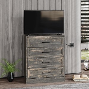 Dresser for Bedroom, 4 Drawer Small Dresser with Charging Station for Living Room, Chest of Drawers - 1 of 4
