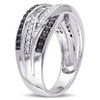 EVERLY JEWELRY | Sterling Silver with Black Rhodium 1/2 CT TW Black and White 4-Row Diamond Crossover Anniversary Band - 2 of 4