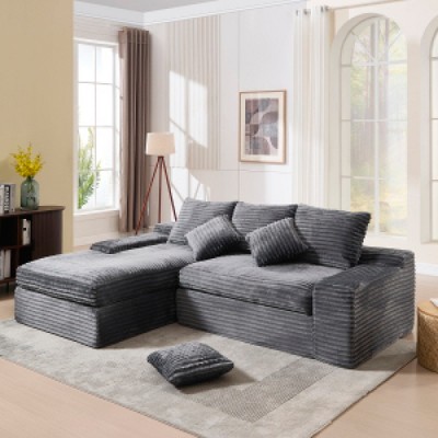 98'' Cloud L-Shaped Modular Sectional Sofa with Deep Seat and Convertible Sponge Cushions