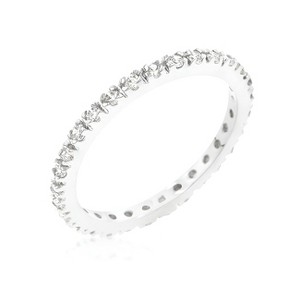 Slickblue Simple Women’s Eternity Band, Rhodium-Plated, Pave-Set Round Cubic Zirconia, Clear, Size 5-10 - 1 of 4