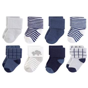 Touched by Nature Baby Boy Organic Cotton Socks, Blue Elephant