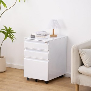 3-Drawer Cold-Pressed Plate File Cabinet with Lock | Mobile Filing Cabinet for A4/Letter/Legal | Fully Assembled - 1 of 4