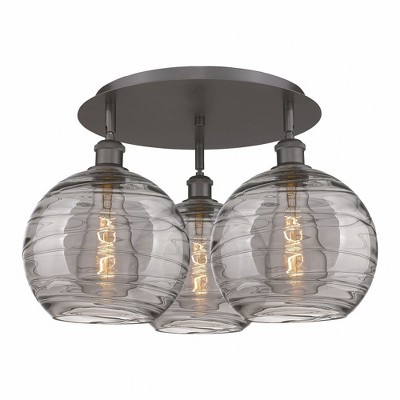Athens Deco Swirl - 3 Light Flush Mount In Industrial Style-12.63 Inches Tall and 21.75 Inches Wide