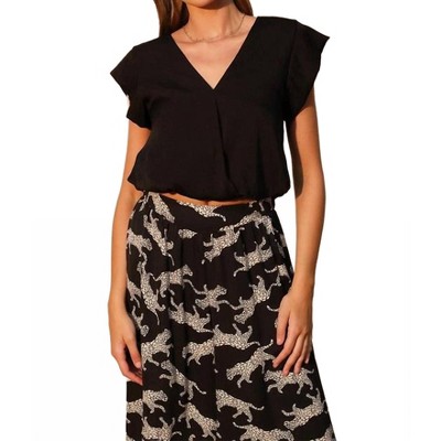 Women's Cuffed Sleeve Crop Top - Tyche