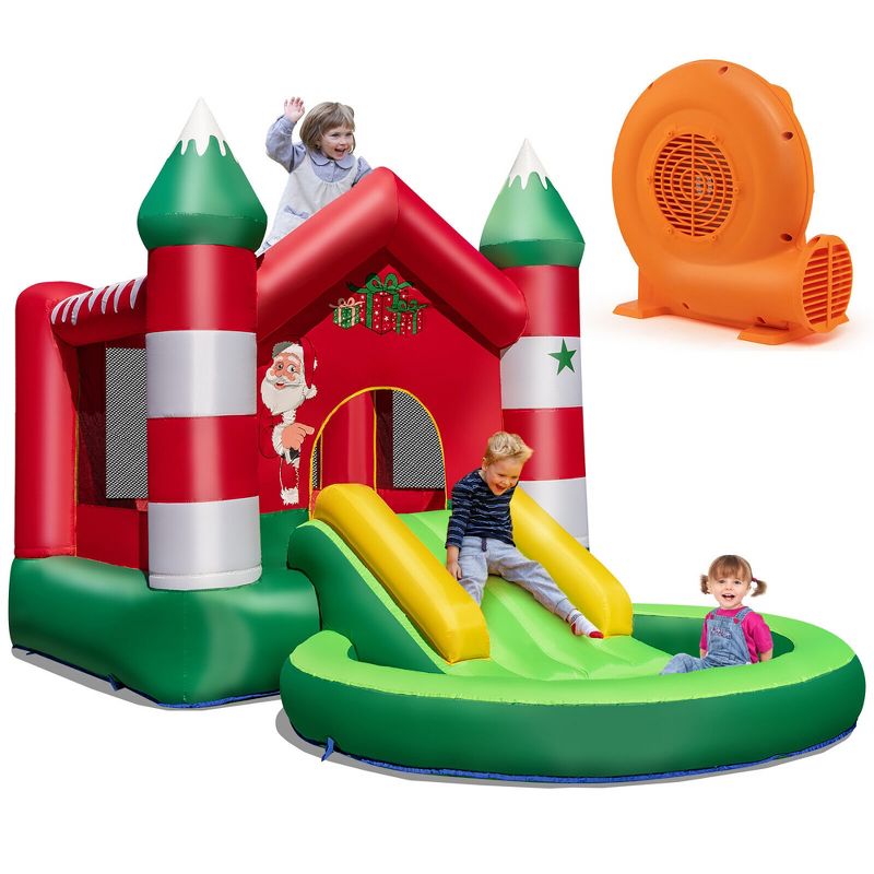 Costway Christmas-Theme Inflatable Bounce House w/ 550W Blower Christmas Gift for Kids, 1 of 11