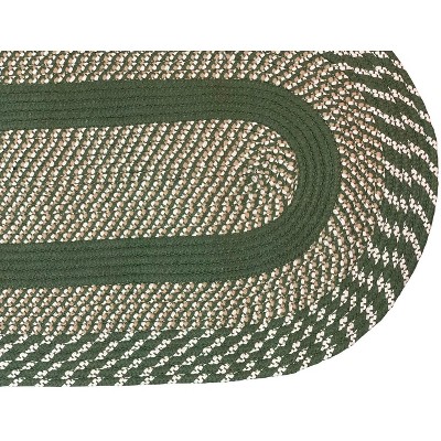 Sage and White Oval Braided Polypropylene Area Rug