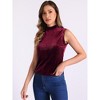 INSPIRE CHIC Women's Velvet Mock Turtle Neck Sleeveless Tank Top - 4 of 4