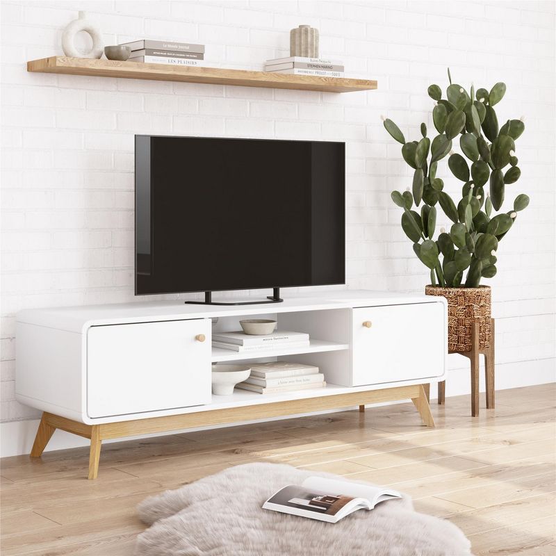 Ren Home Leva Scandinavian-Style TV Stand with Shelves, 4 of 5