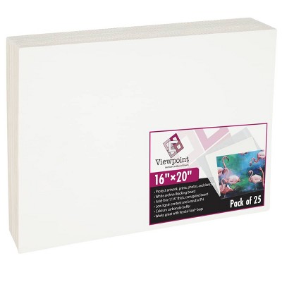 Viewpoint Foam Backing Assorted 1/8 in Thick 25-Pack, Acid-Free Pre-Cut Picture Frame Backing Board, Assorted Size Mat Board Sheets, WhitePolystyrene