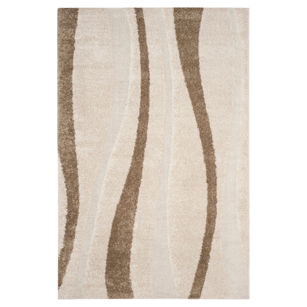 Cream/Dark Brown Abstract Woven Area Rug - (8'x10') - Safavieh