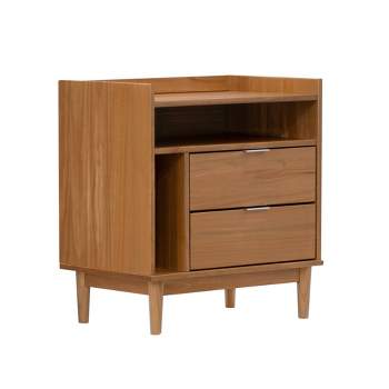 Mid-Century Modern Solid Wood 2 Drawer Storage Nightstand - Saracina Home