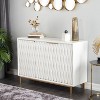 Olivia & May Contemporary Carved Woven Pattern Wood 3 Door Cabinet White: Modern Design, MDF, Metal Frame, No Assembly Required - 2 of 4