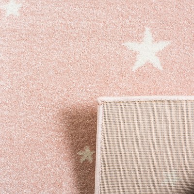 Ivory and Pink Hand-knotted Synthetic Kids Square Rug