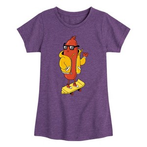 Girls' - Instant Message - Hot Dog Skater Fitted Short Sleeve Graphic T-Shirt - 1 of 4