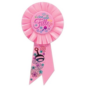 Beistle C'est une fille (It's A Girl) Rosette, 3¼" x 6½", (2/Pkg) Multicolored - 1 of 1