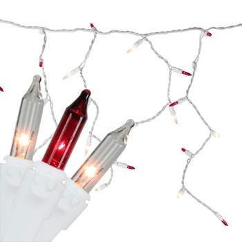 Northlight 50ct Mini Window Curtain Icicle String Lights Red/Clear - 5' White Wire