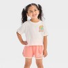 Toddler Girls' 2pc Barbie Surf Short Sleeve T-Shirt and Shorts Set - White/Pink - 3 of 4