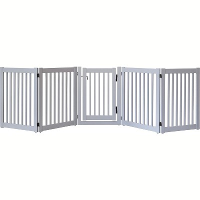 Dynamic Accents Highlander Series Solid Wood Pet Gates are Handcrafted by Amish Craftsman - 32 High - 5 Panel Walk Through - Pumice Grey
