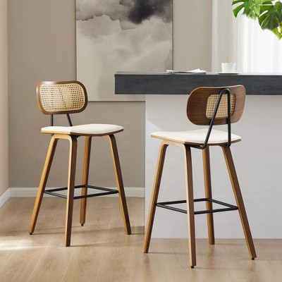 Bekrvio 26'' Counter Height Bar Stools, PU Leather Upholstered