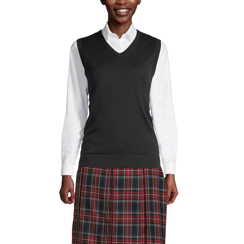 Lands' End School Uniform Women's Cotton Modal Fine Gauge Sweater Vest, 2 of 3