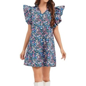 LEVEN SIXTEEN Floral Baby Doll Mini Summer Dress - 1 of 3
