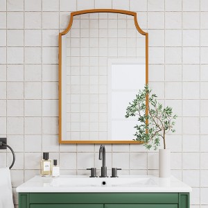 PexFix 29.9" H x 19.7" W Golden Farmhouse Bathroom Medicine Cabinet with Mirror Wall-Mounted Storage Cabinet with 3 Shelves Bathroom Organizer - 1 of 4
