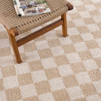 Hauteloom Canika Checkered Cream Washable Area Rug