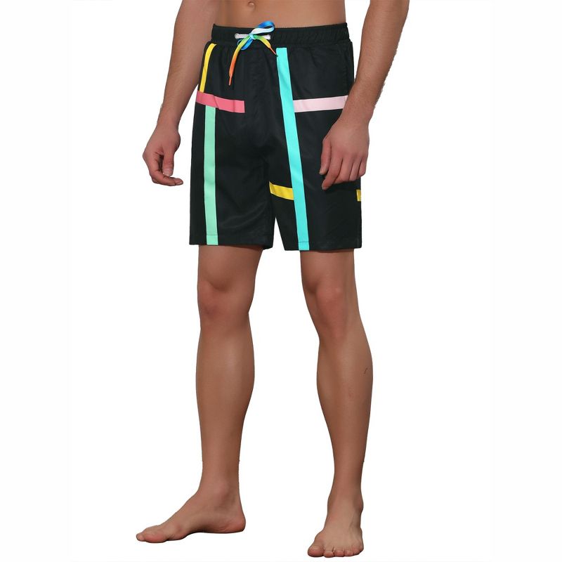 Lars Amadeus Men's Summer Colorful Drawstring Elastic Waist Beach Board Shorts, 4 of 6