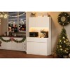 Pantry Cabinet with Charging Station, Kitchen Pantry Storage Cabinet with Microwave Stand, 3 Drawers and Adjust Shelves - 4 of 4