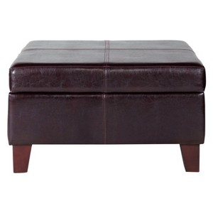Large Faux Leather Storage Ottoman Brown - HomePop