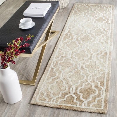 Beige and Ivory Hand-Tufted Wool Runner Rug, 2'3" x 12'