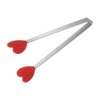Unique Bargains Stainless Steel Silicone Tips Heart Shape Food Tongs - 3 of 4