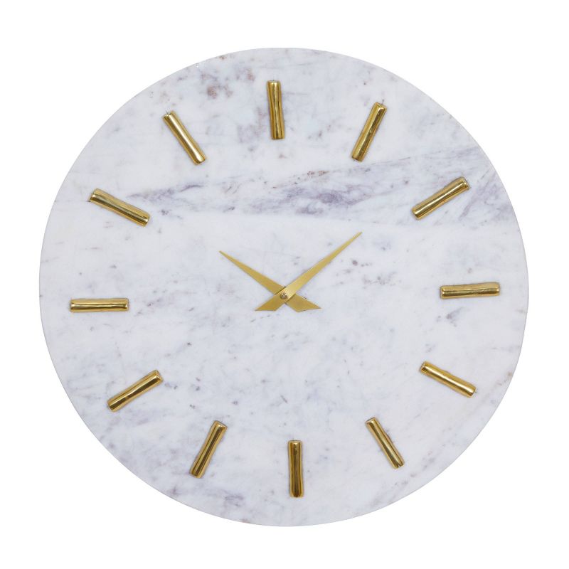 Marble Wall Clock with Gold Accents White - CosmoLiving by Cosmopolitan, 1 of 7