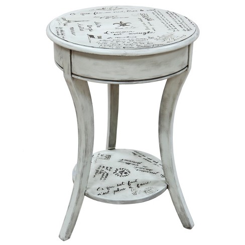 Charil French Script Accent Table Vintage Cream Carolina Chair And Table Target