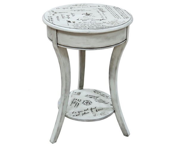 Charil French Script Accent Table - Vintage Cream - Carolina Chair and Table