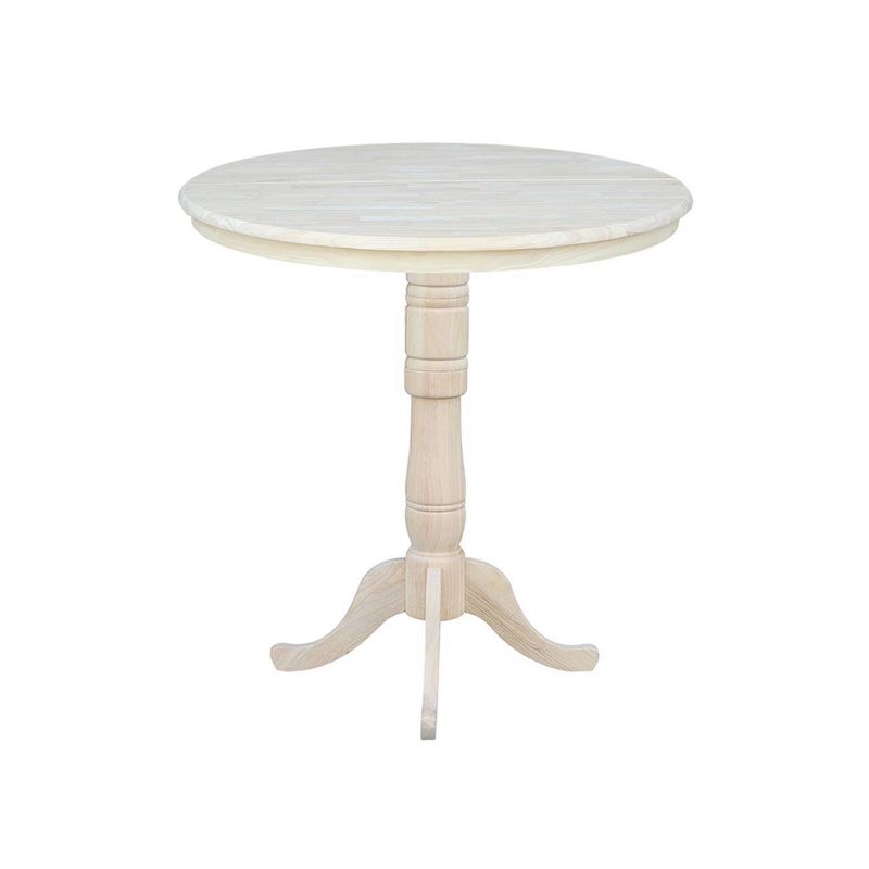 36" Round Extendable Table with 12" Drop Leaf Unfinished - International Concepts, 4 of 10