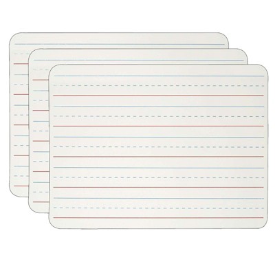 Charles Leonard Dry Erase Board, Two Sided Magnetic, Plain/Lined, Pack of 3