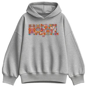 Women's - Marvel - Logo Florals Oversized Fleece Hoodie Sweatshirt