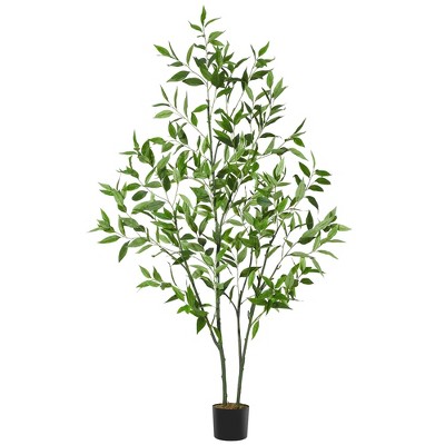 Artificial Eucalyptus Tree, Realistic Slender Leaf Faux Plant with Stable Pot for Indoor Home Office Decor