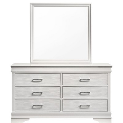 Modern 6 Drawer Dresser made with Wood in White