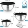 Itopfox Stainless Steel Mixing Bowls with Lids & Grater Attachments, Set of 3 Nesting Salad Bowls for Mixing, Serving, Storing, Non-Toxic & Durable - 2 of 4