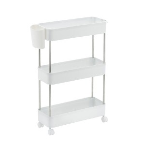 VECELO 3/4 Tier Rolling Cart, Utility Cart for Kitchen Storage, Mobile Shelves Slide-Out Organizers with 2 Lockable Wheels & Hooks - 1 of 4
