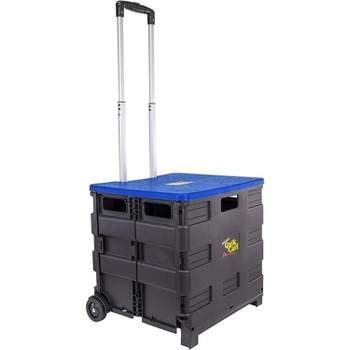 dbest products Quik Cart Collapsible Rolling Crate on Wheels for Teachers Tote Basket 80 lbs Capacity