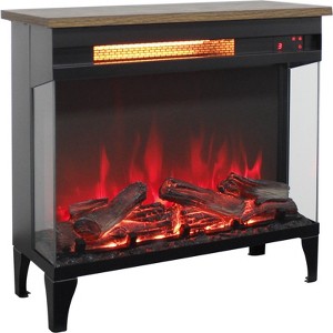 SEVOBAL Indoor Fireplaces 24 Inch Three Sided Glass Electric Fireplace with Feet Free Standing Fireplace Heater for Indoor, Black, 23.9"*9.4"*22.4" - 1 of 4