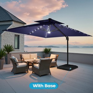 Crestlive Products 11FT Patio Double Top Cantilever Umbrella with Light and Base Set Outdoor 360° Rotation 6 Heights Adjustable Offset Umbrella - 1 of 4