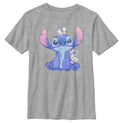 Boy's Lilo & Stitch Hanging With Ducks T-shirt - Athletic Heather ...